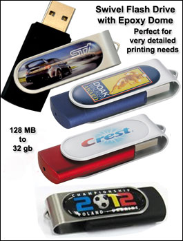 Swivel Flash Drive with an Epoxy cover over advertising
